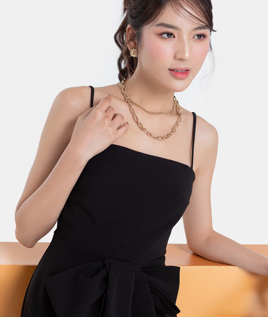 ĐẦM MIDI 2 DÂY XOẮN NƠ EO