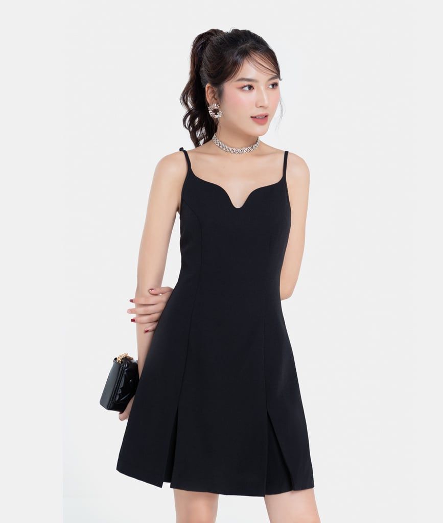 ĐẦM MINI 2 DÂY CỔ KHOÉT V