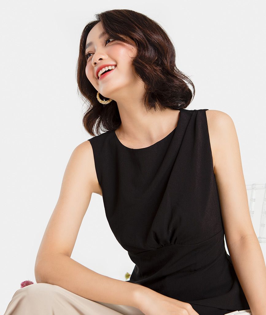 Áo peplum cổ xếp