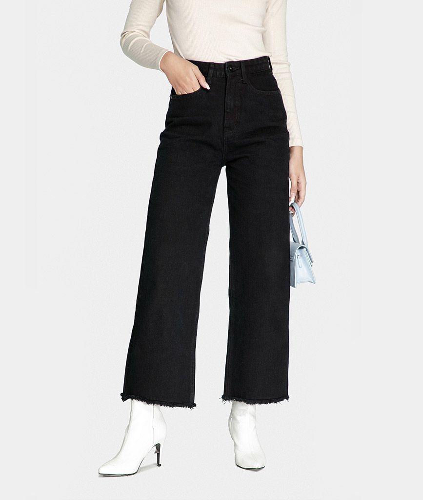 Quần kaki denim ống rộng