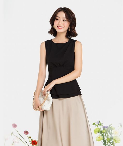 Áo peplum cổ xếp