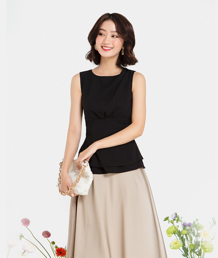 Áo peplum cổ xếp
