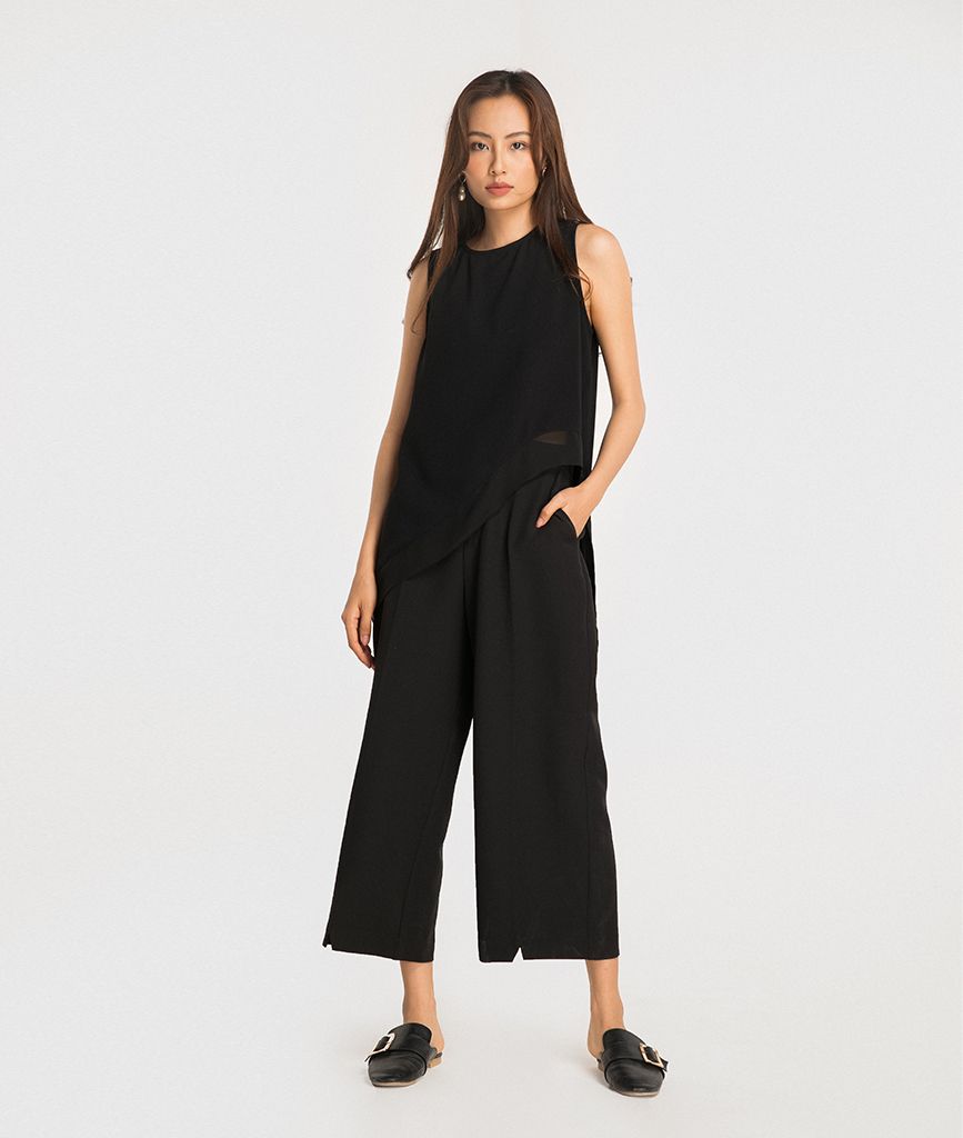 Quần culottes thô basic