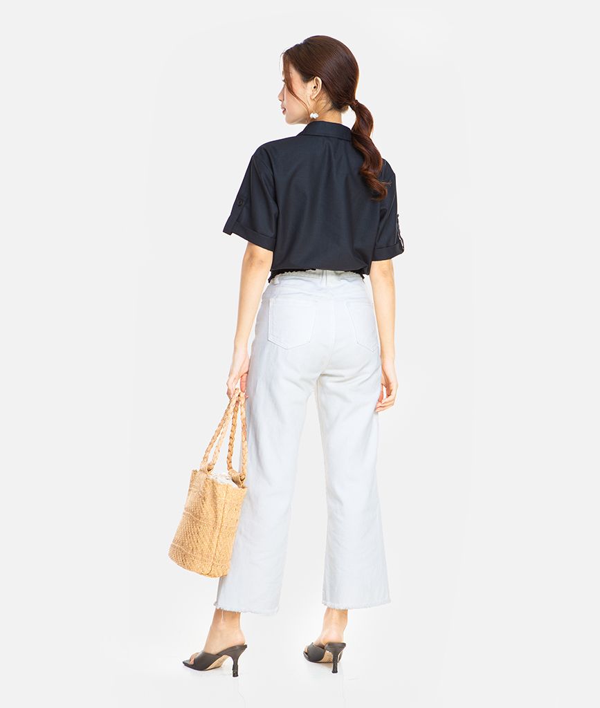 SƠMI CROP LINEN NGẮN TAY
