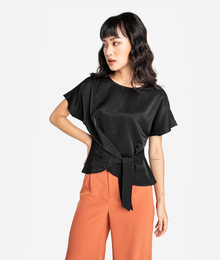 Áo vai rơi buộc nơ sườn