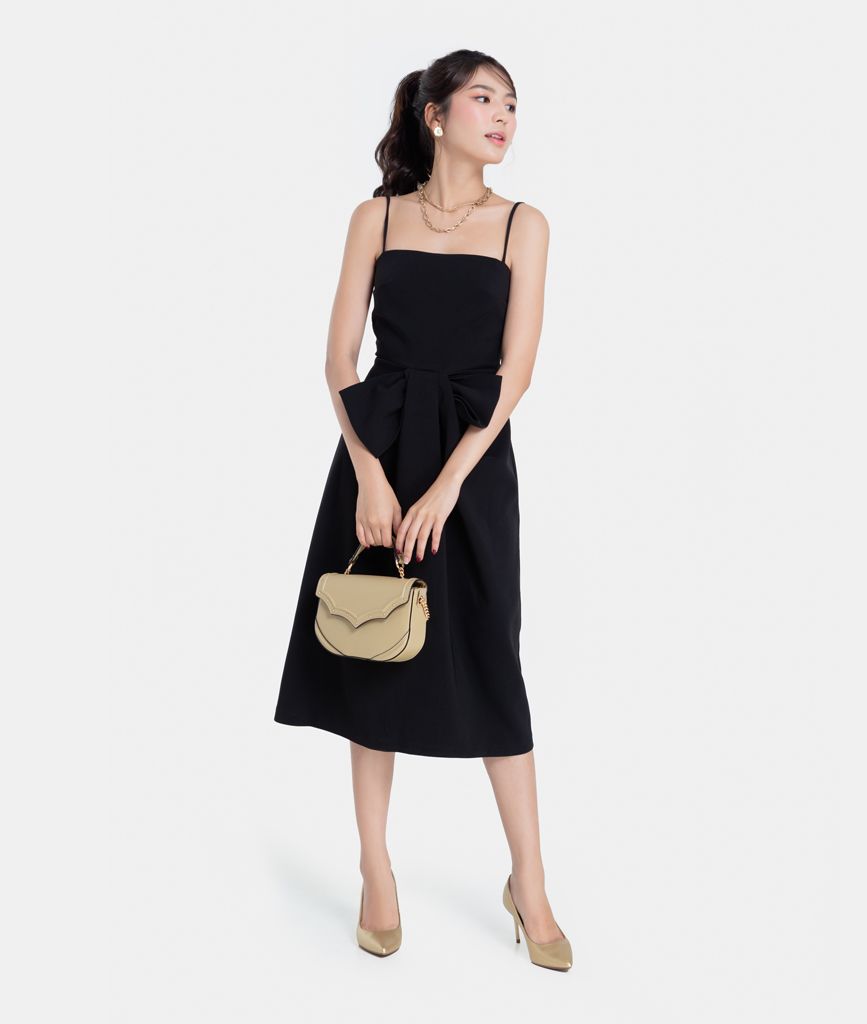 ĐẦM MIDI 2 DÂY XOẮN NƠ EO