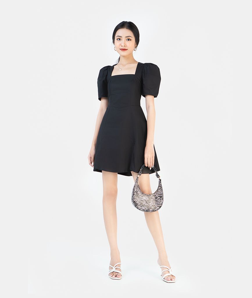 ĐẦM MINI TAY PHỒNG CỔ VUÔNG