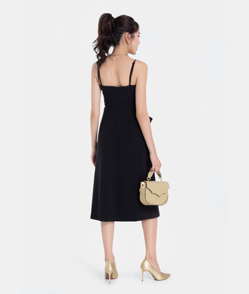 ĐẦM MIDI 2 DÂY XOẮN NƠ EO
