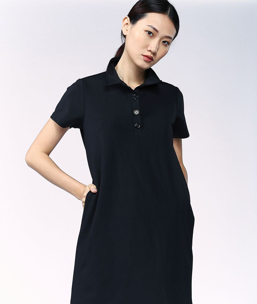 Đầm suông thun cổ trụ