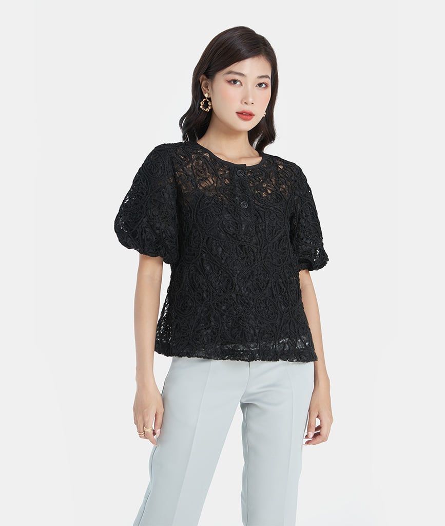 Áo ren cổ trụ tay bí