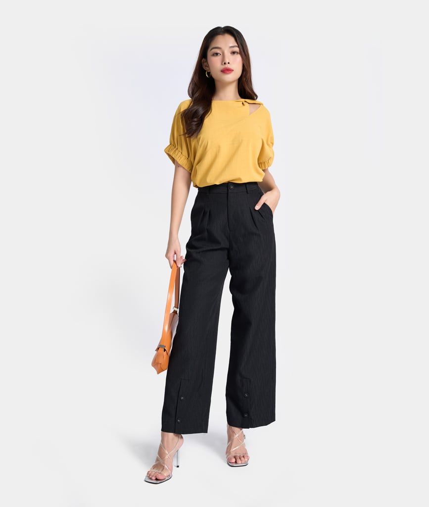 Quần suông phối lai nẹp trụ