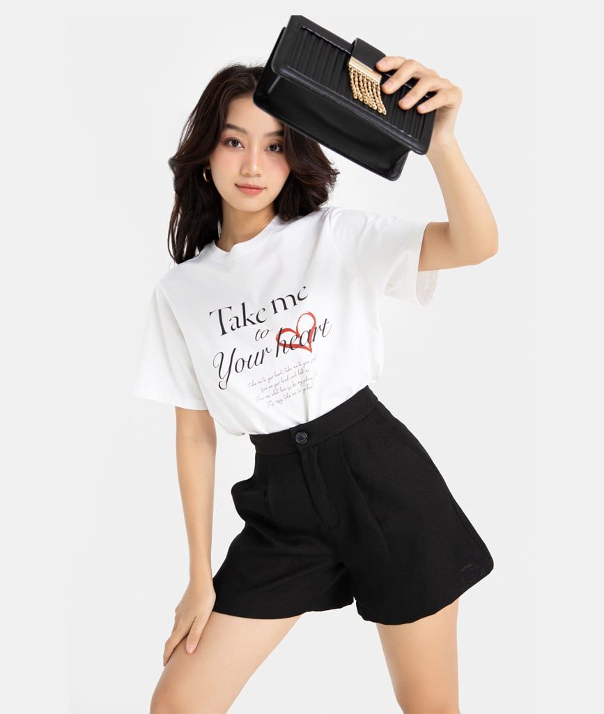 Quần short dáng A gài nút