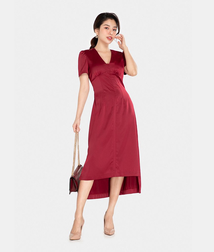 Đầm midi ngắn tay