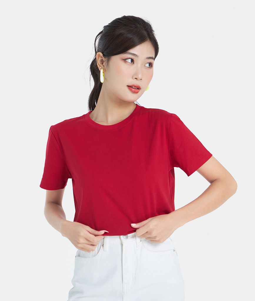 Áo thun trơn cổ tròn