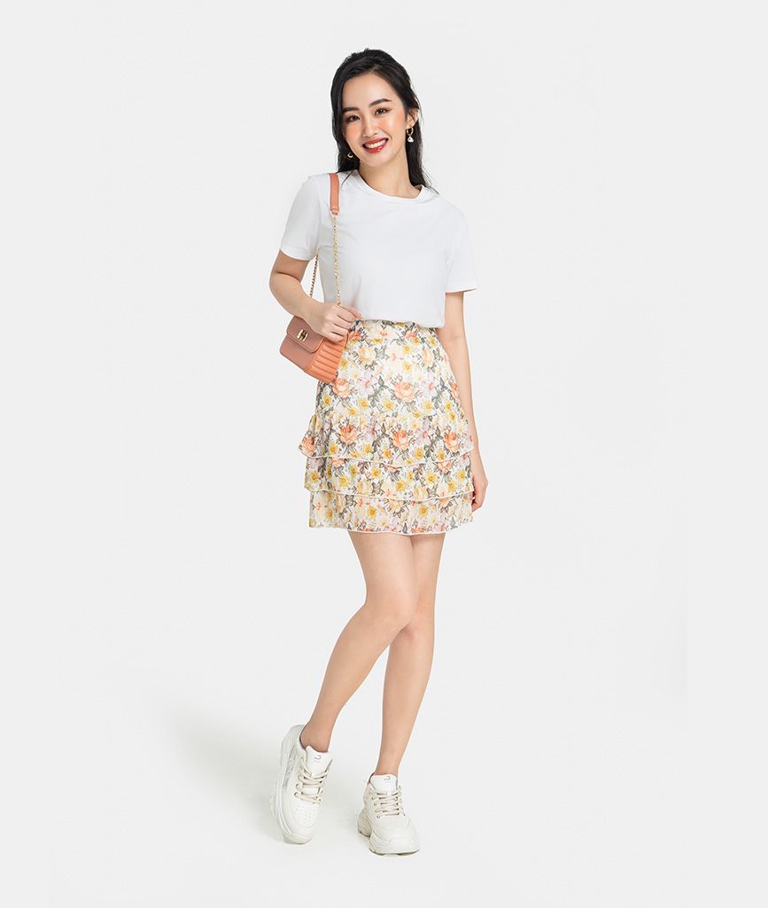 CHÂN VÁY MINI IN HOA 3 TẦNG