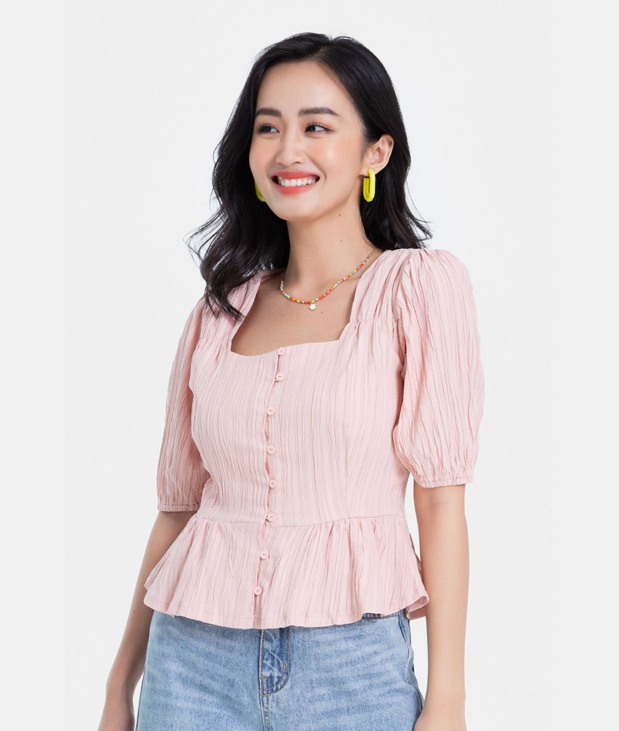 ÁO KIỂU CỔ VUÔNG TAY PHỒNG TÙNG A