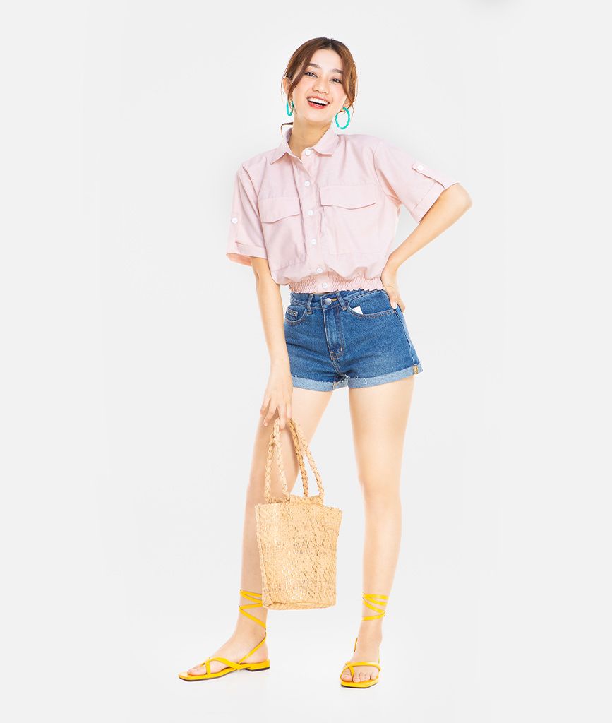 SƠMI CROP LINEN NGẮN TAY