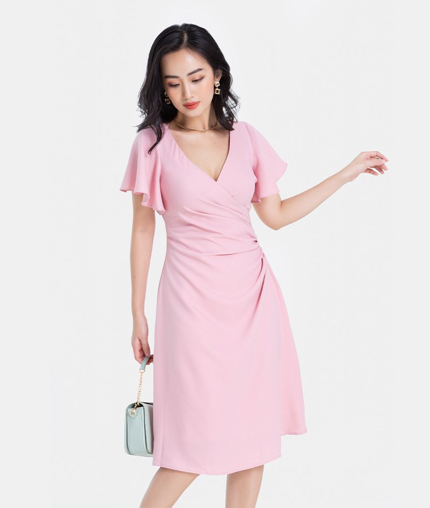 ĐẦM KIỂU ĐẮP XẾP NHÚN EO