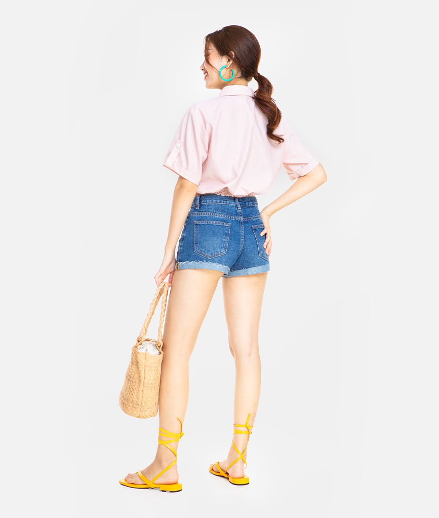 SƠMI CROP LINEN NGẮN TAY