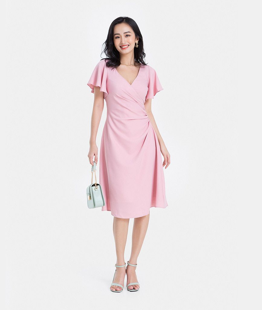 ĐẦM KIỂU ĐẮP XẾP NHÚN EO