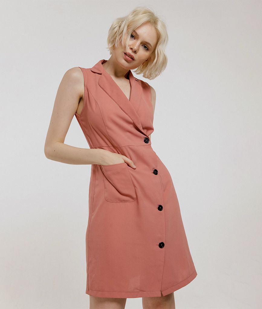 Đầm vest thun túi 1 bên
