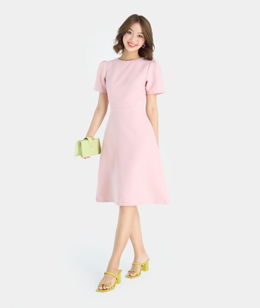 Đầm lửng tay ngắn pen kiểu