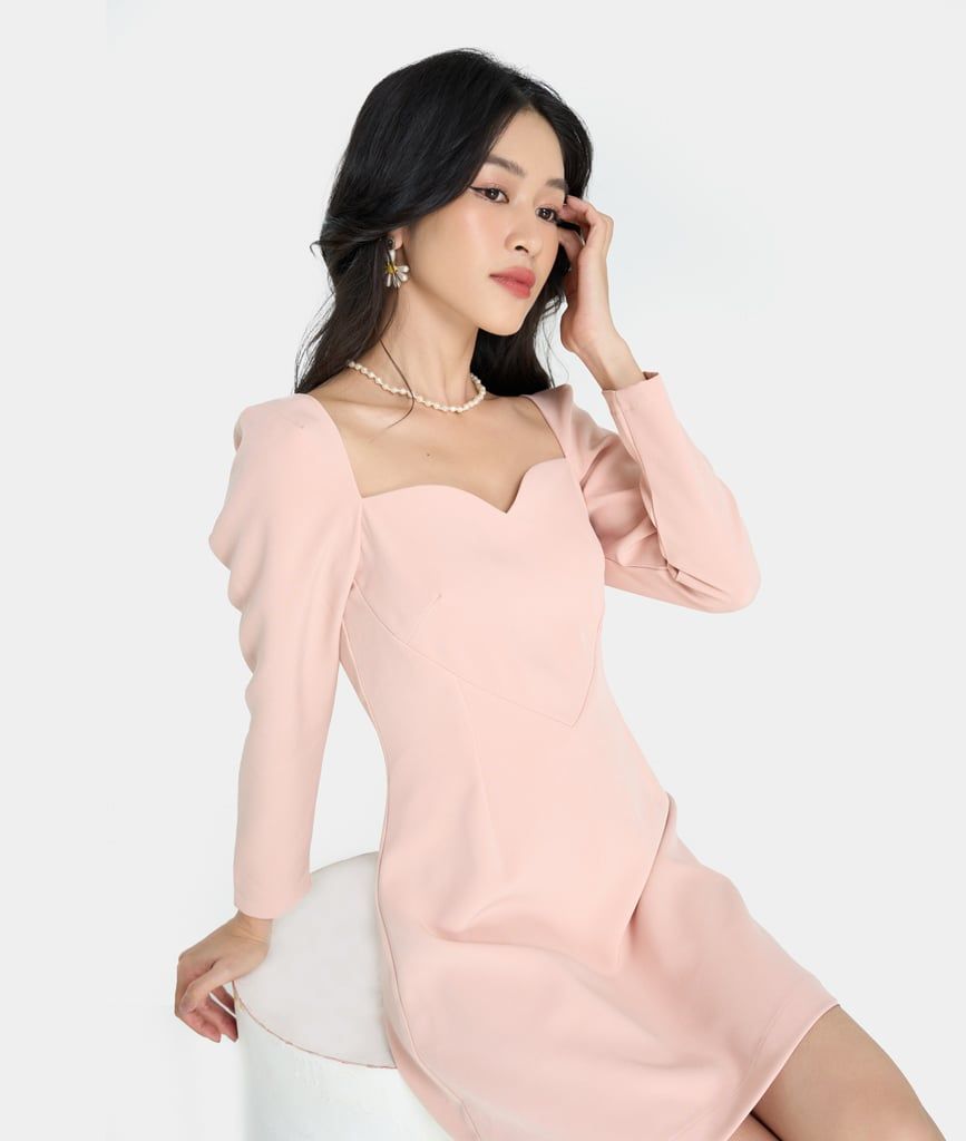 ĐẦM MINI TRÁI TIM TAY DÀI