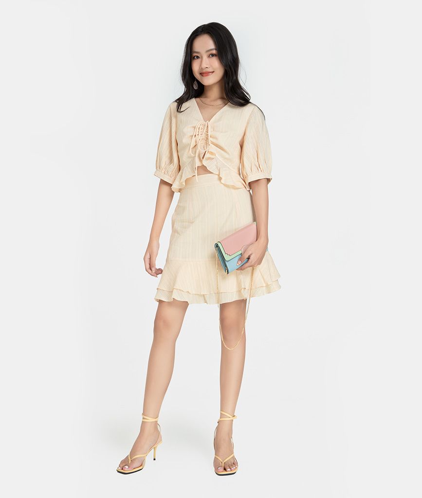 CHÂN VÁY MINI PHỐI BÈO