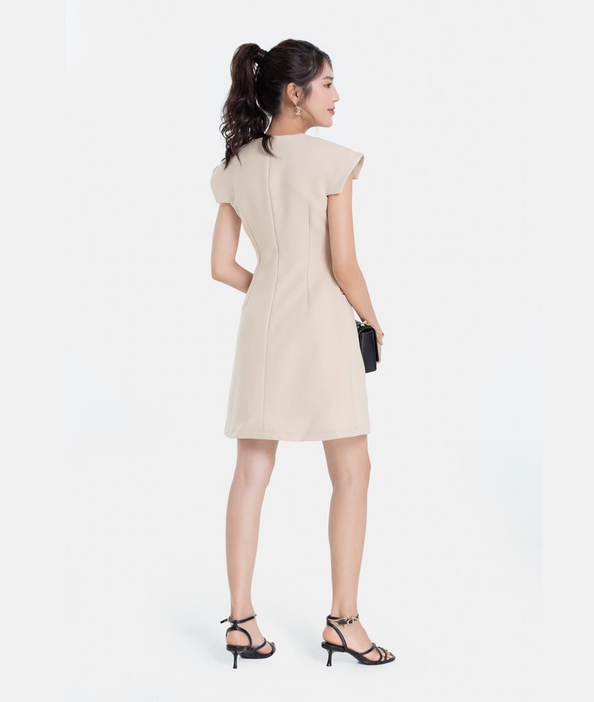 ĐẦM MINI TAY VUÔNG PHỐI TÚI