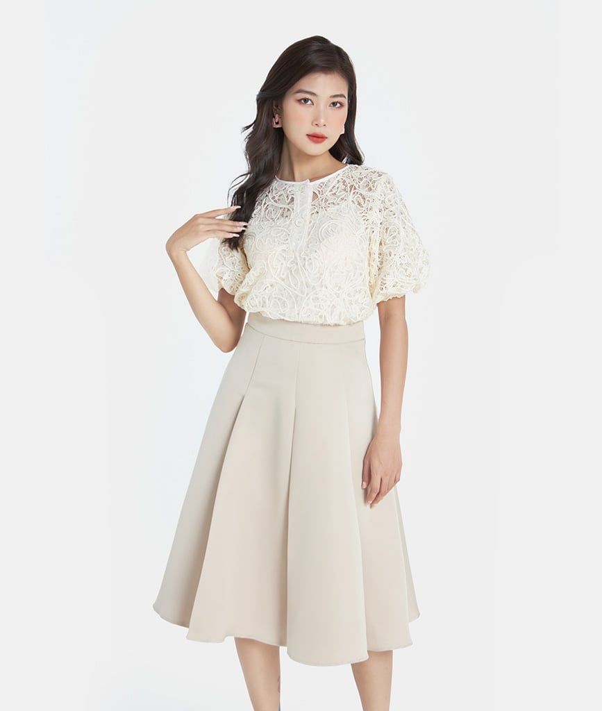 Áo ren cổ trụ tay bí