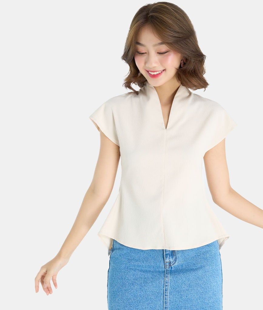 Áo cổ đứng buộc nơ sau lưng
