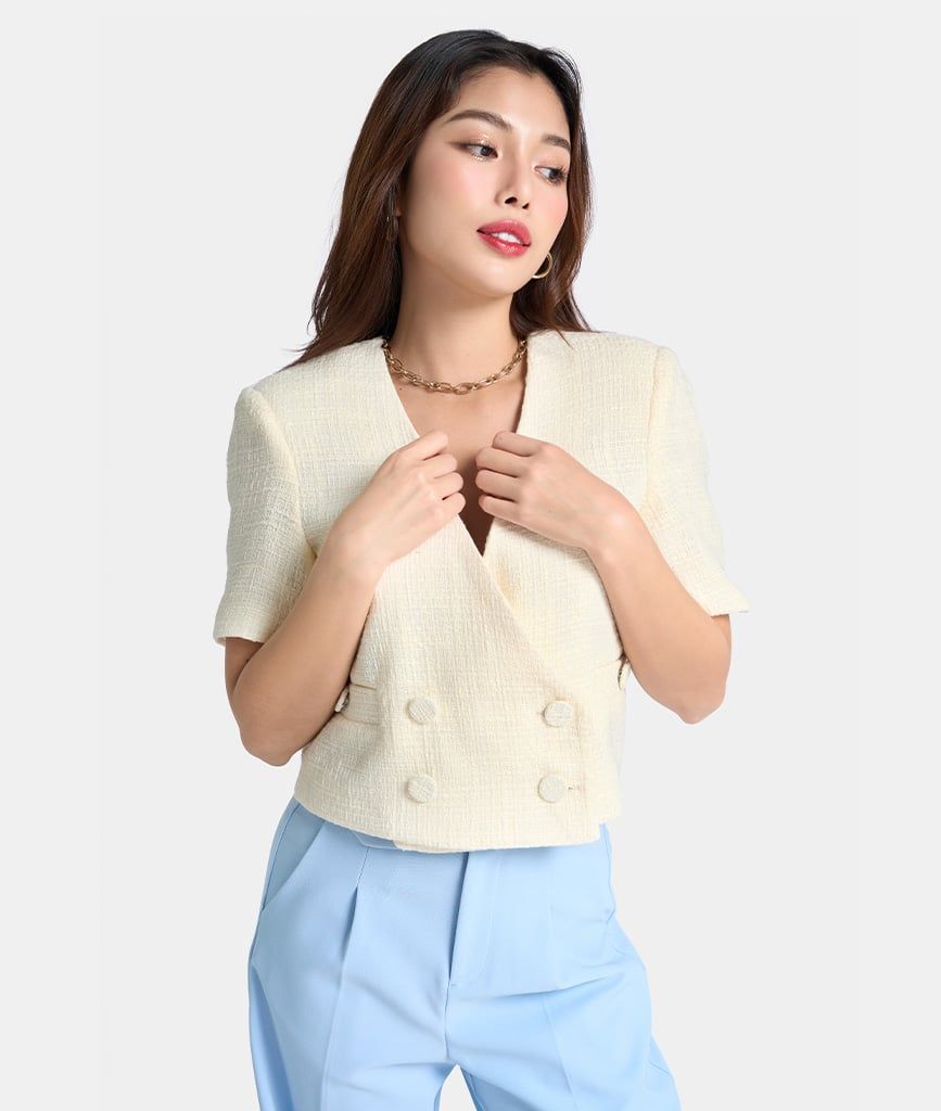 Áo blazer crop ngắn tay