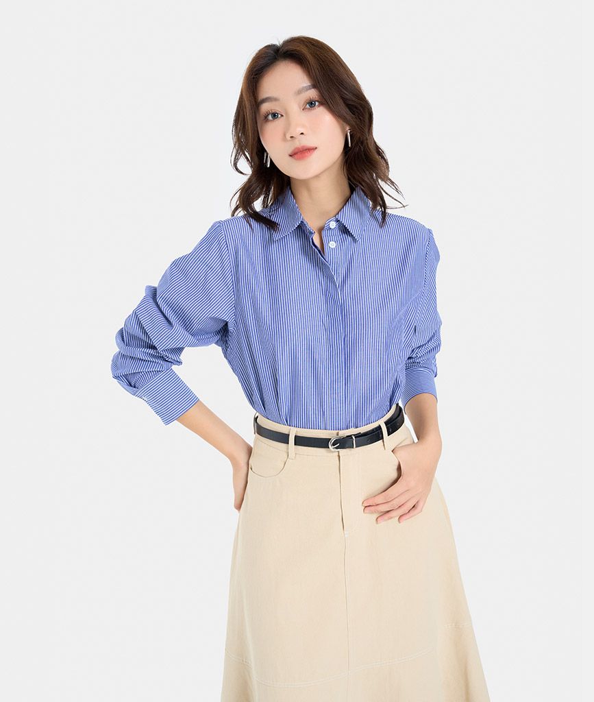 Váy midi diễu chỉ nổi