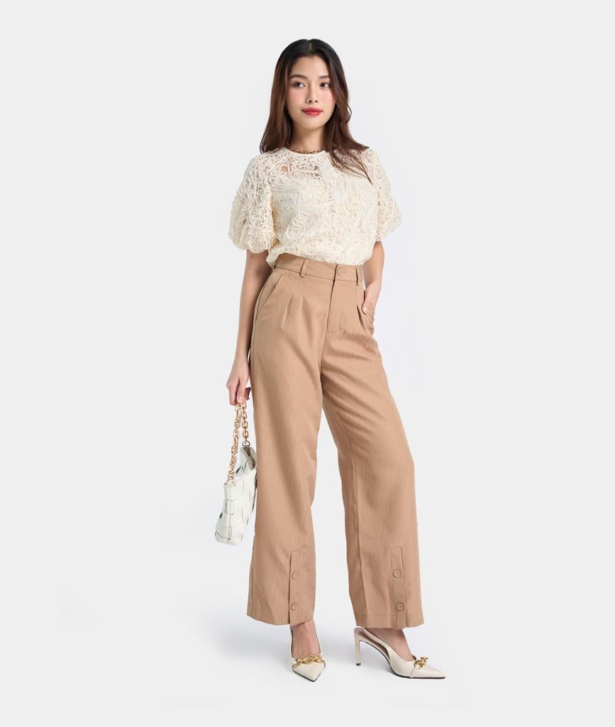 Quần suông phối lai nẹp trụ