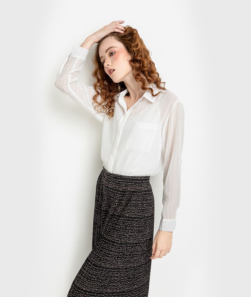 Áo sơ mi basic lệch tà