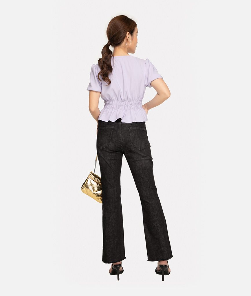 Áo croptop cổ tim nhún eo