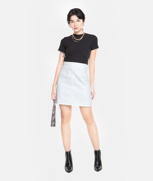 CHÂN VÁY KHAKI DẰN CHỈ