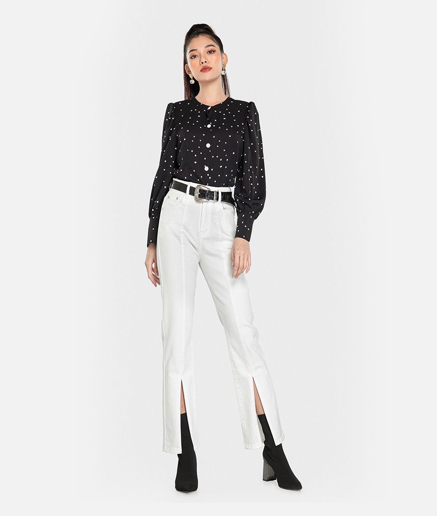 Quần kaki denim xẻ lai