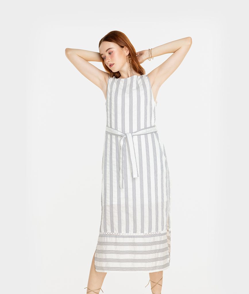 Đầm suông cotton sọc