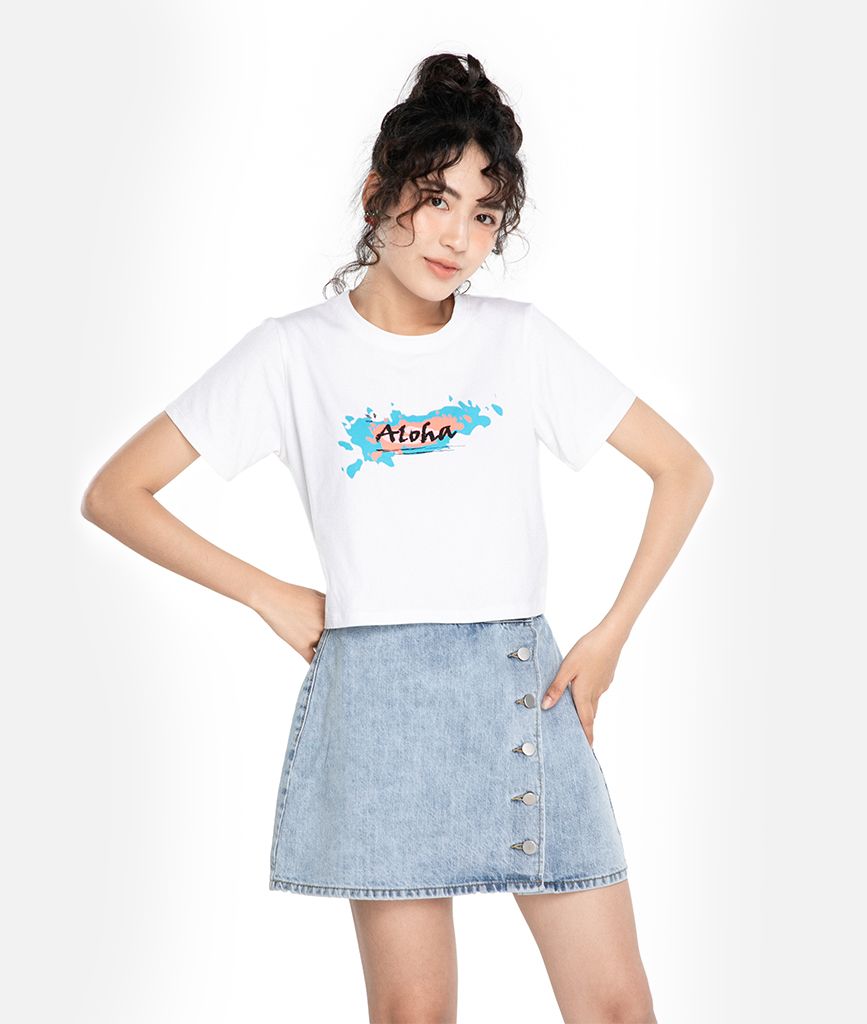 Áo thun crop top in Aloha