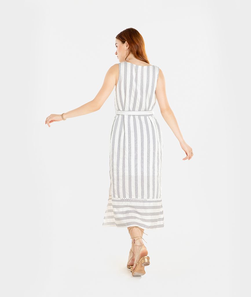 Đầm suông cotton sọc