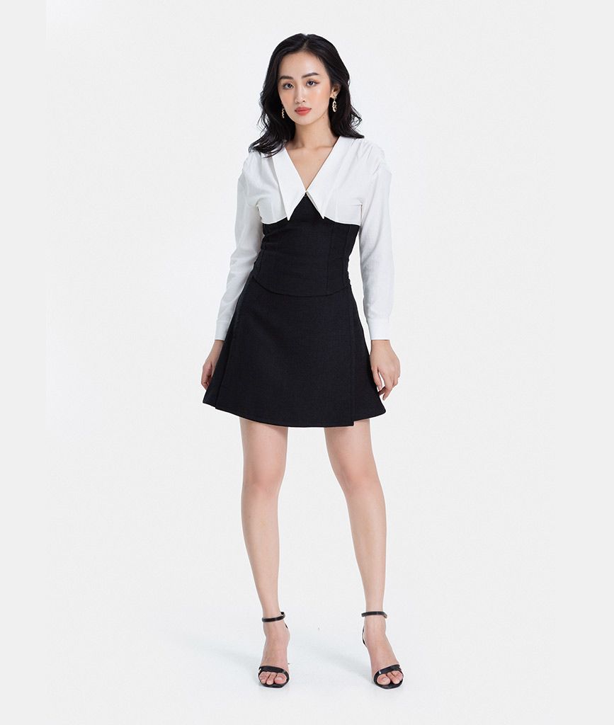 ÁO KIỂU CORSET TAY DÀY CỔ V