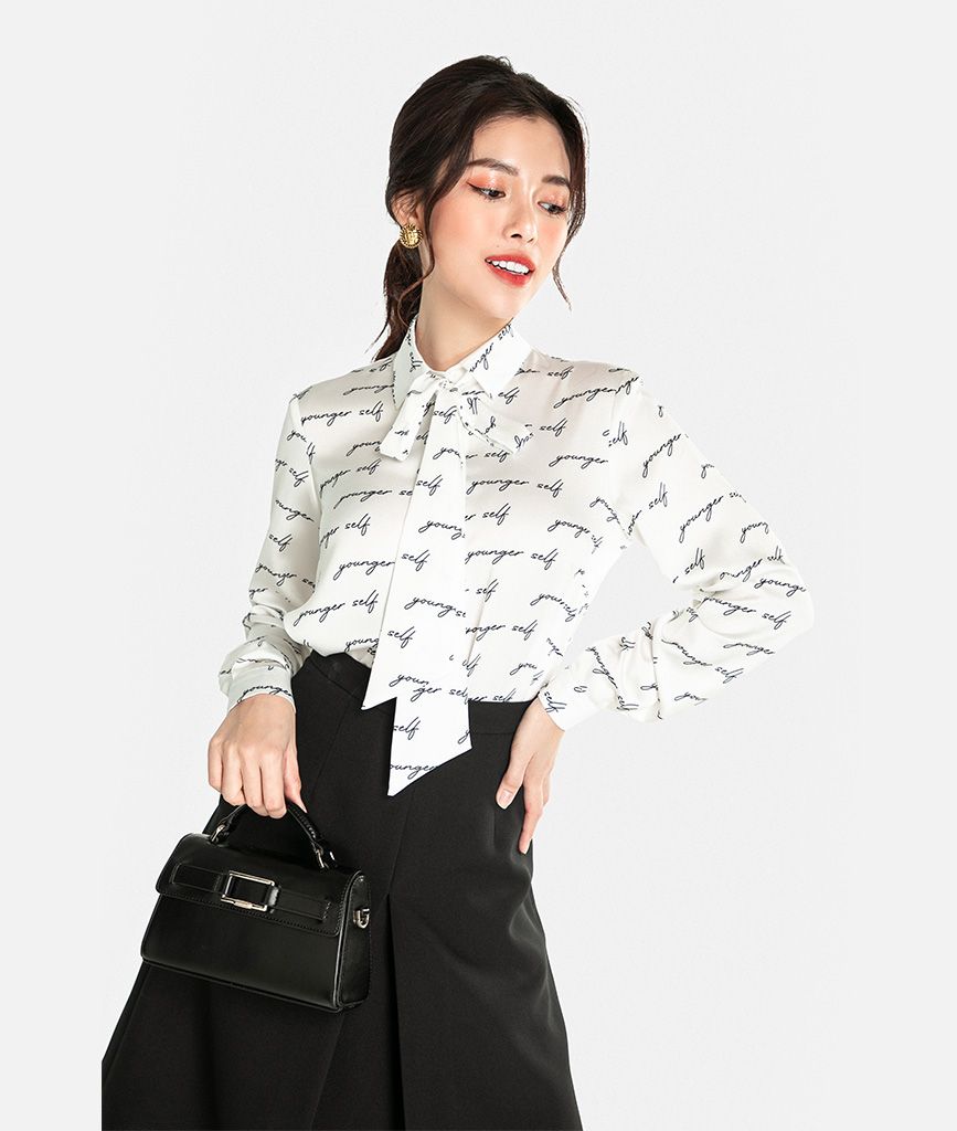 Áo sơ mi dài tay nơ cổ