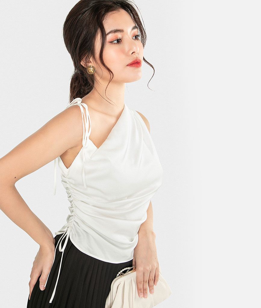 Áo 2 dây cổ đổ tà lệch