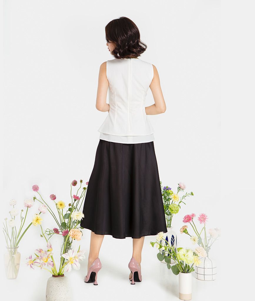 Áo peplum cổ xếp