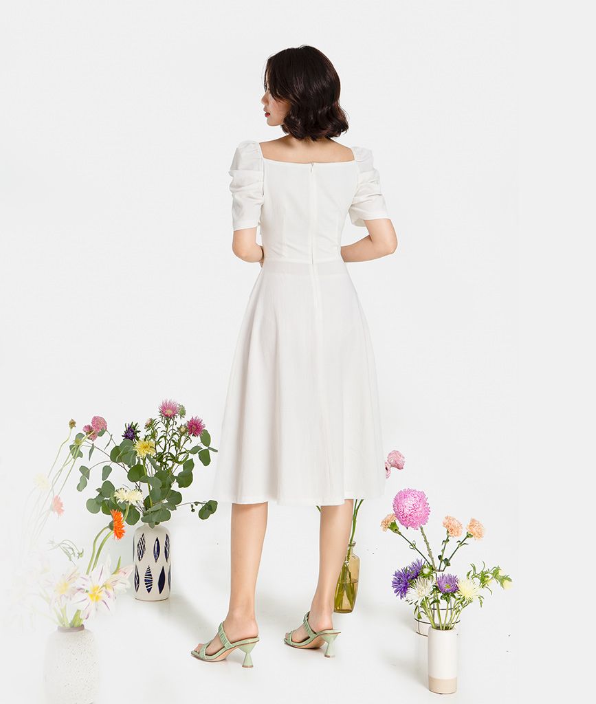 ĐẦM MIDI ĐẮP NGỰC TAY PHỒNG