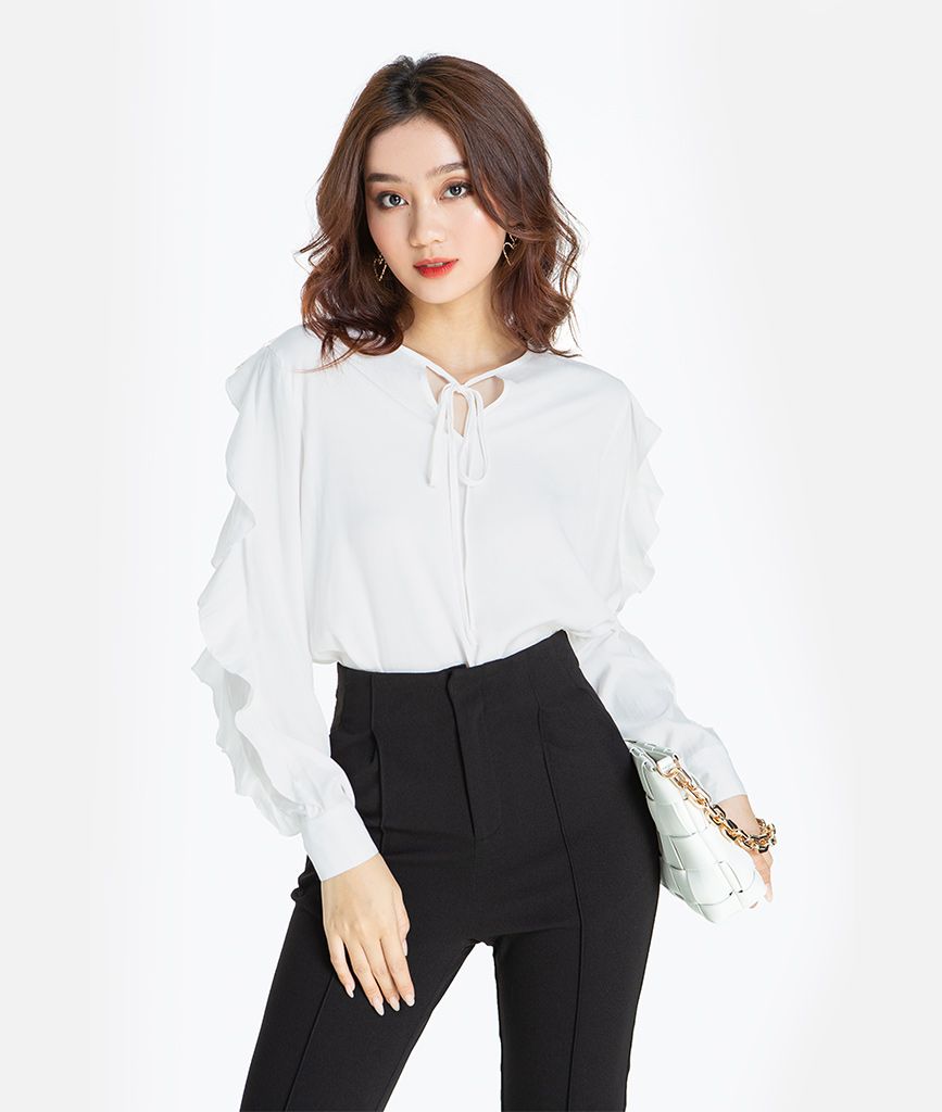 ÁO BÈO TAY NƠ CỔ