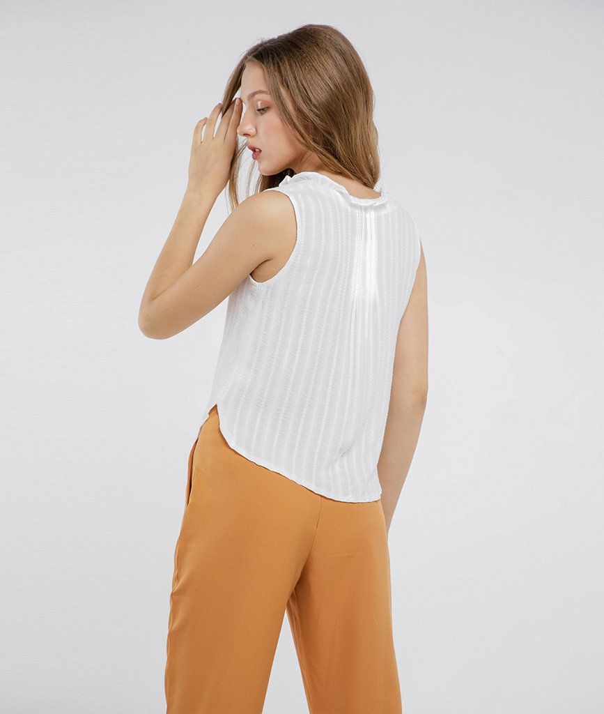Áo voan sát nách viền bèo nhí 100% Polyester SM1903026
