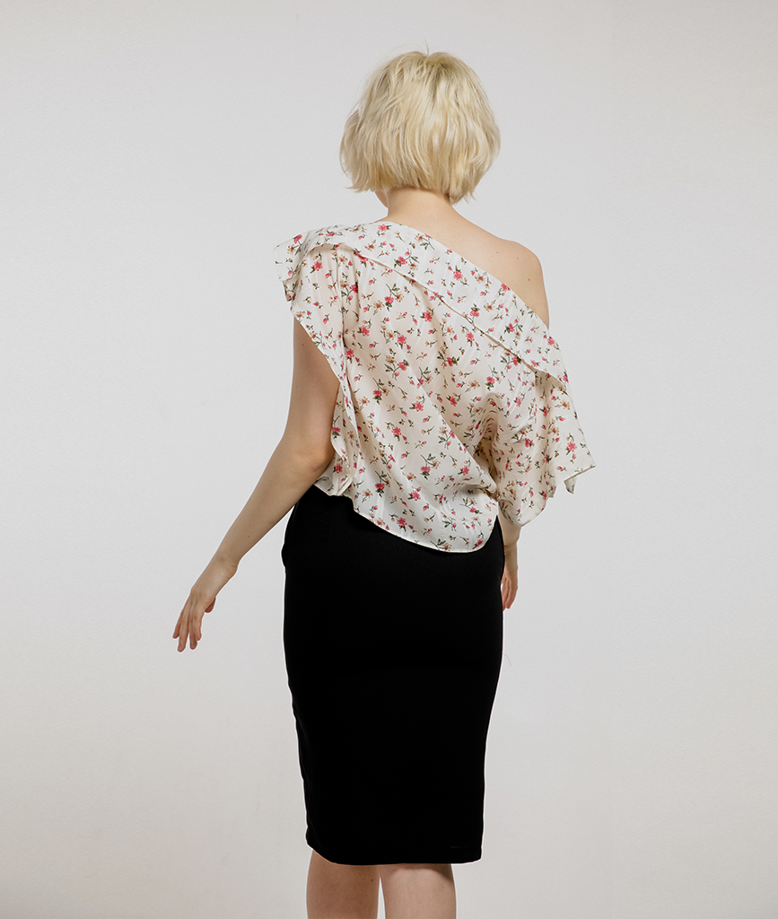Áo voan rớt vai bèo 100% Polyester TD1903029