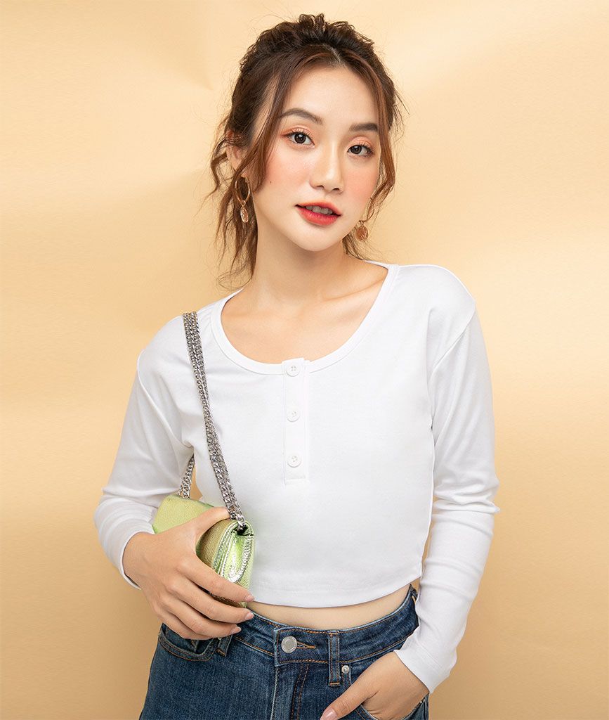Áo thun croptop tay dài